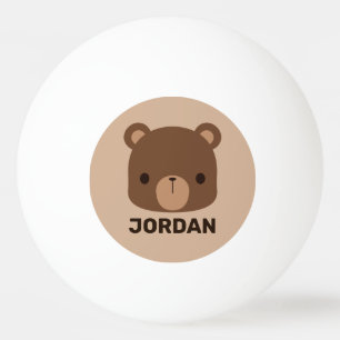 Cute Little Brown Bear with Personalized Name Ping Pong Ball