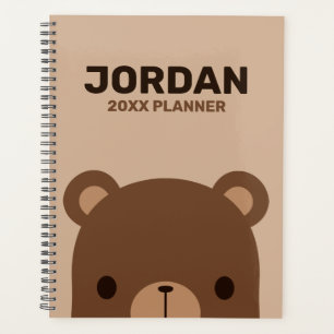 Cute Little Brown Bear with Personalized Name Plan Planner