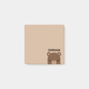 Cute Little Brown Bear with Personalized Name Post-it Notes