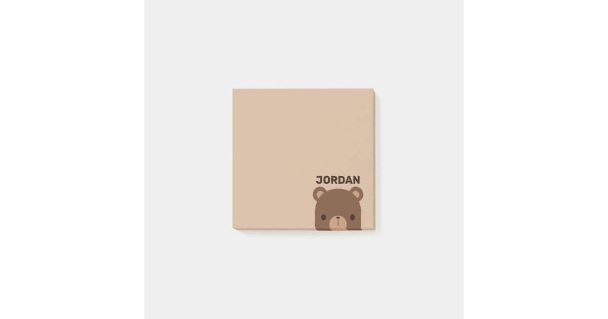 Cute Little Brown Bear With Personalized Name Post It Notes Zazzle