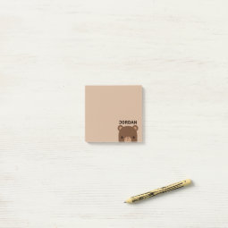 Cute Little Brown Bear With Personalized Name Post It Notes Zazzle