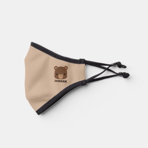 Cute Little Brown Bear with Personalized Name Premium Face Mask