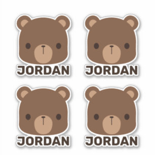 Cute Little Brown Bear with Personalized Name Stic Sticker