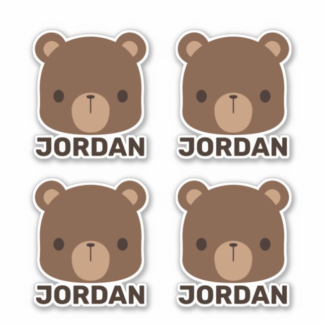 Cute Little Brown Bear with Personalized Name Stic Sticker (Front)
