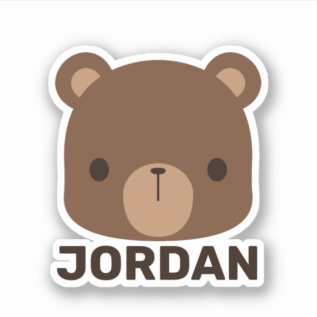 Cute Little Brown Bear with Personalized Name Sticker (Front)