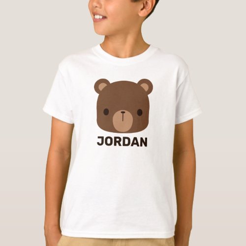 Cute Little Brown Bear with Personalized Name T_Shirt