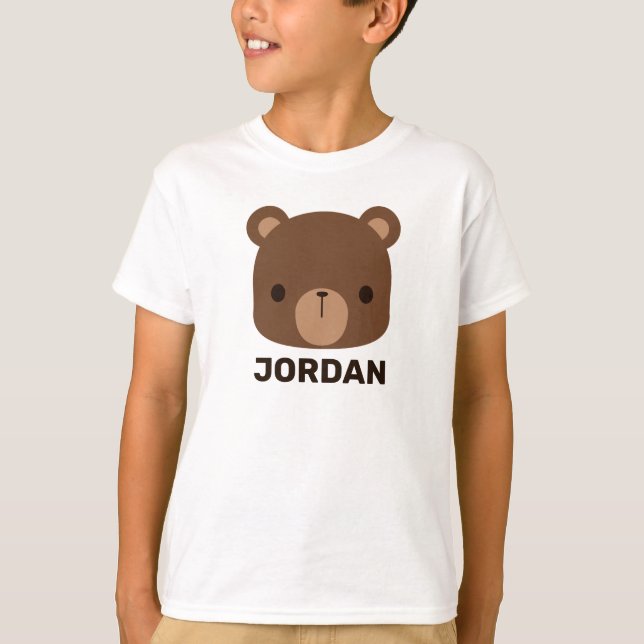 Cute Little Brown Bear with Personalized Name T-Shirt (Front)