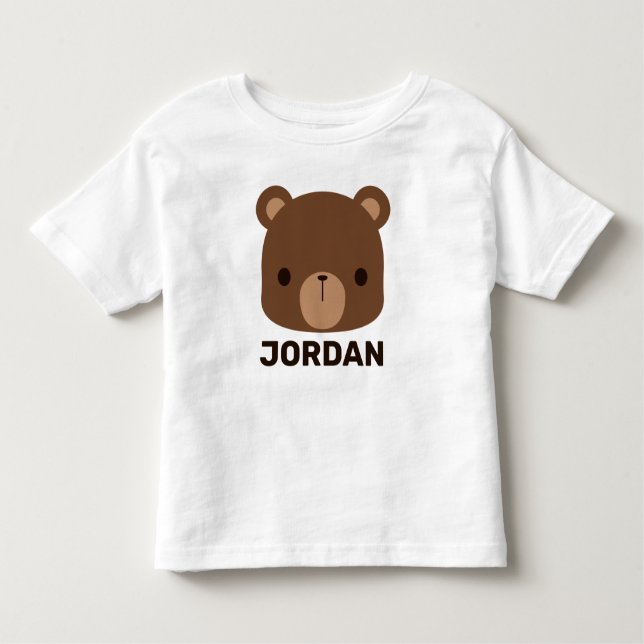 Cute Little Brown Bear with Personalized Name Toddler T-shirt (Front)