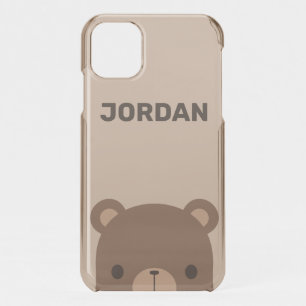 Cute Little Brown Bear with Personalized Name iPhone 11 Case