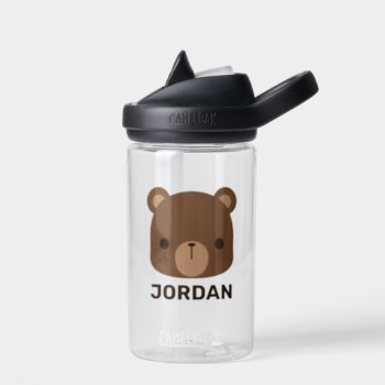 Cute Little Brown Bear With Personalized Name Water Bottle by chingchingstudio at Zazzle