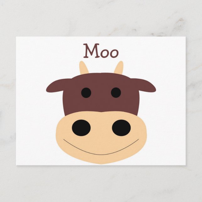Cute little brown cow postcard (Front)