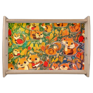Cute little brown squirrels serving tray