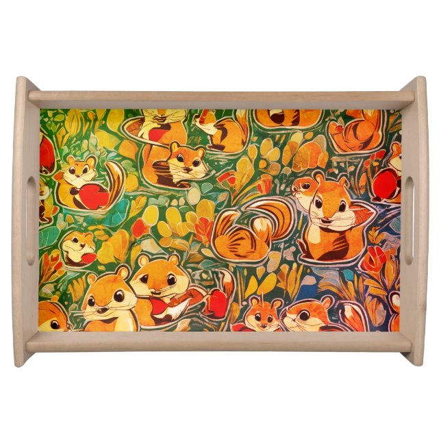 Cute little brown squirrels serving tray (Front)