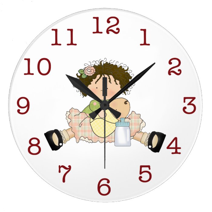 Cute Little Brunette Girl and Dolly Wallclock