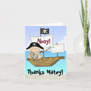 Cute Little Buccaneer Baby Boy Pirate Thank You Card