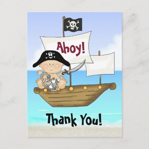 Cute Little Buccaneer Baby Boy Pirate Thank You Postcard