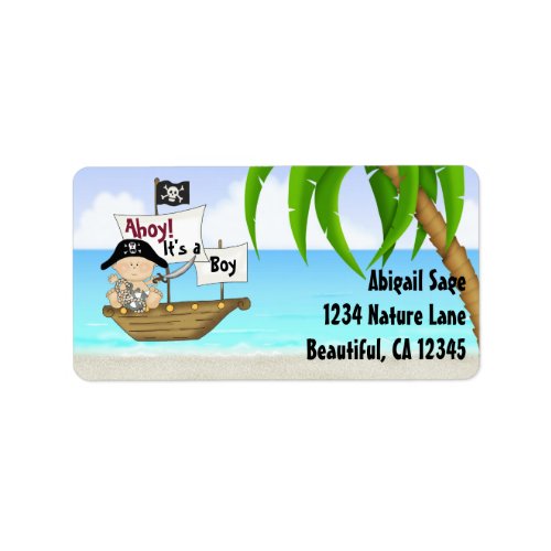 Cute Little Buccaneer Pirate Baby Shower Address Label