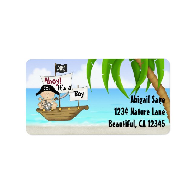 Cute Little Buccaneer Pirate Baby Shower Address Label (Front)