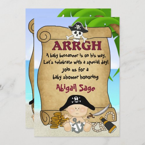 Cute Little Buccaneer Pirate Baby Shower Invitation