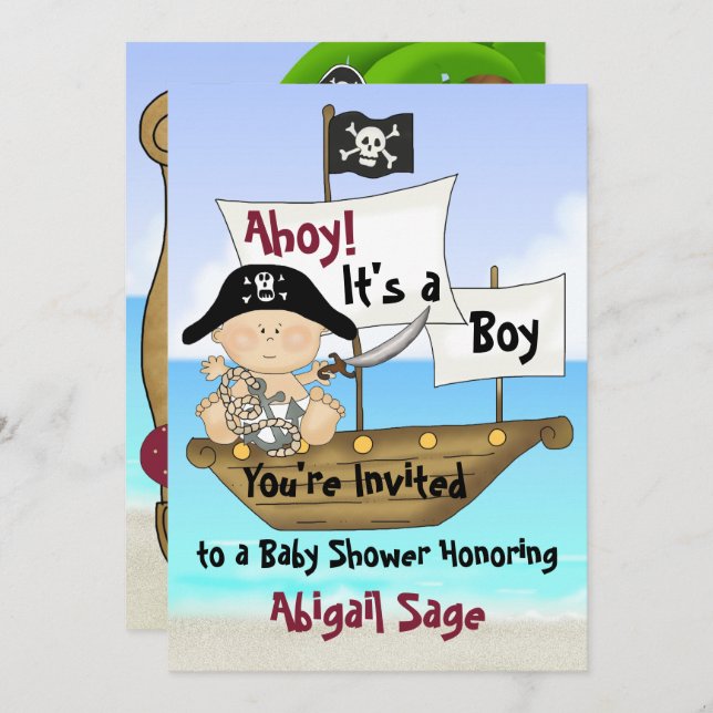 Cute Little Buccaneer Pirate Baby Shower Invitation (Front/Back)