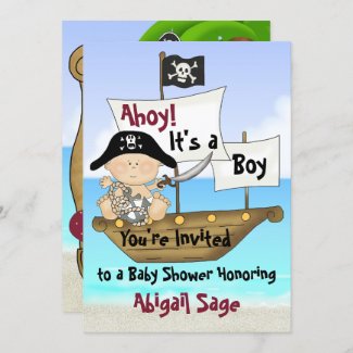 Cute Little Buccaneer Pirate Baby Shower Invitation