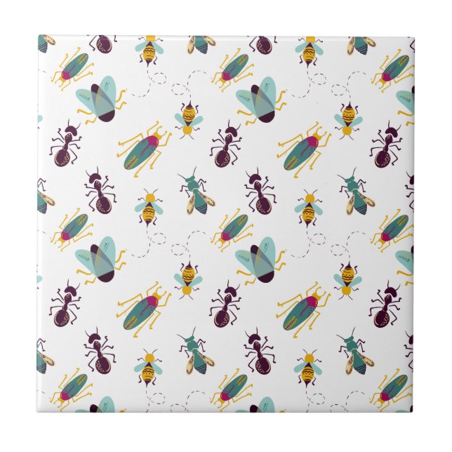 cute little bugs insects ceramic tile (Front)