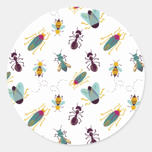 cute little bugs insects classic round sticker