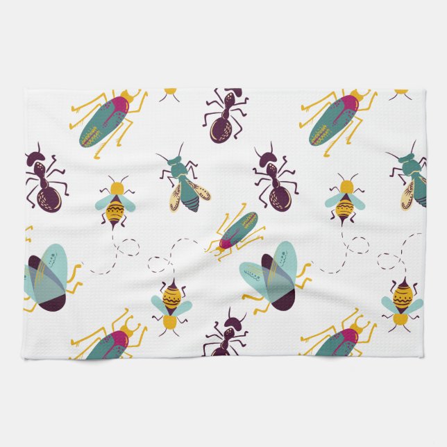 cute little bugs insects kitchen towel (Horizontal)