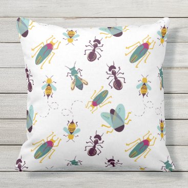 cute little bugs insects outdoor pillow