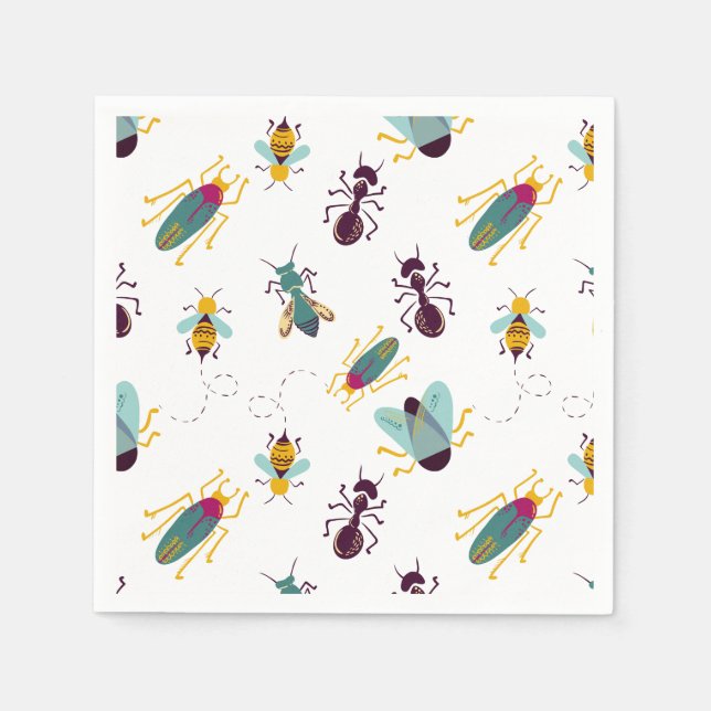 cute little bugs insects paper napkins (Front)
