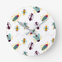 cute little bugs insects wall clock