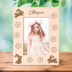 Cute Little Bunnies and Flowers 5x7 Engraved Frames