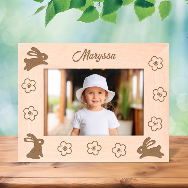 Cute Little Bunnies and Flowers 7x5 Engraved Frames (Creator Uploaded)