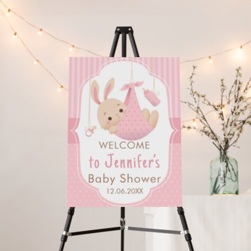 Cute Little Bunny Baby Girl Pink Baby Shower Foam Board