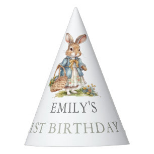 Cute Little Bunny Baby Girl's Birthday Party Hat