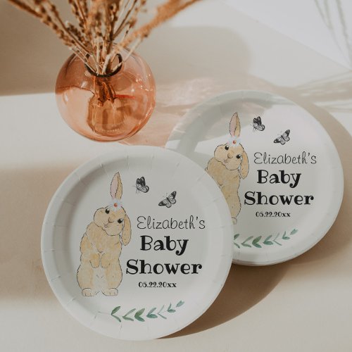 Cute Little Bunny Baby Shower  Paper Plates