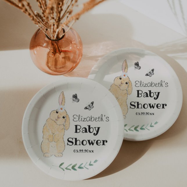 Cute Little Bunny Baby Shower  Paper Plates (Creator Uploaded)