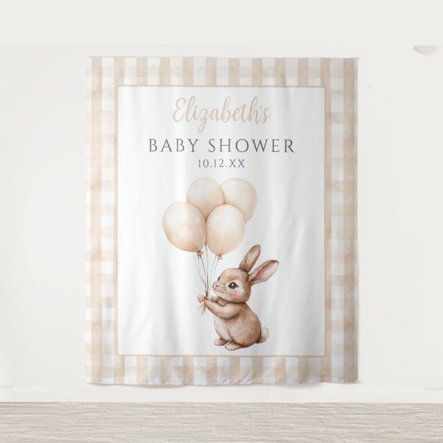 Cute Little Bunny Baby Shower Photo Backdrop (Front)