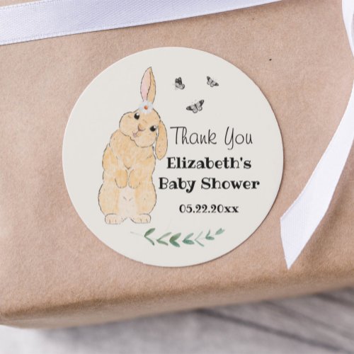 Cute Little Bunny Baby Shower Thank You  Classic Round Sticker