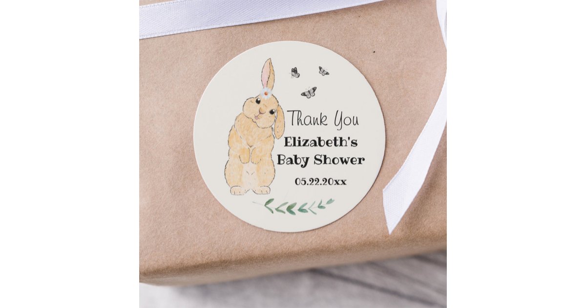 Cute Little Bunny Baby Shower Thank You Classic Round Sticker | Zazzle