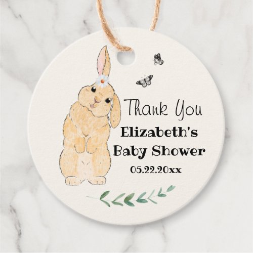 Cute Little Bunny Baby Shower Thank You  Favor Tags