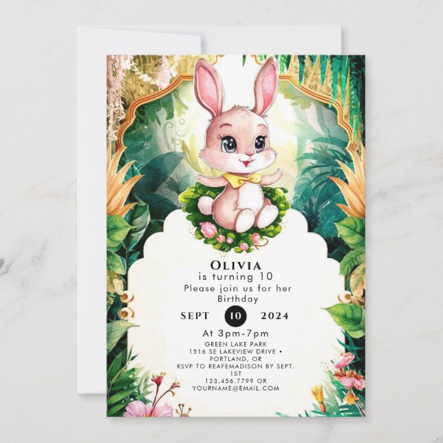 Cute Little Bunny Birthday Invitation (Front)