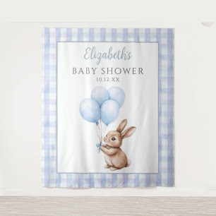 Cute Little Bunny Blue Baby Shower Photo Backdrop