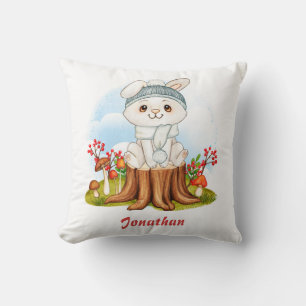 Cute Little Bunny Fall Nursery Decor Throw Pillow