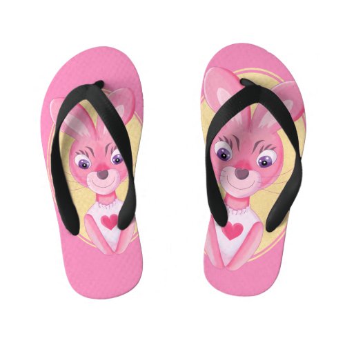 Cute little bunny girl cartoon kids flip flops