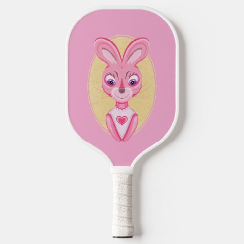 Cute little bunny girl cartoon  pickleball paddle