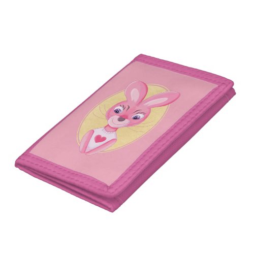 Cute little bunny girl cartoon trifold wallet