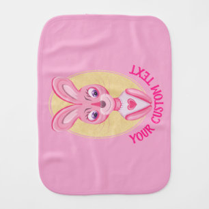 Cute little bunny girl cartoon with custom text baby burp cloth
