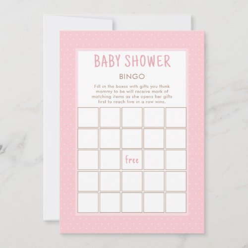 Cute Little Bunny Girl Pink Baby Shower Bingo Game Invitation