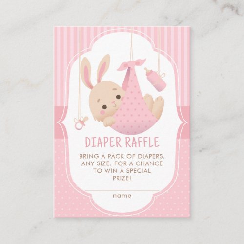 Cute Little Bunny Girl Pink Baby Shower Diaper Enclosure Card